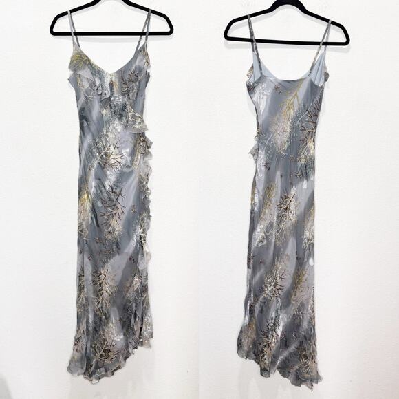 NWT Soulmates Y2K Vintage Silk Beaded Forest Fairy Ruffle Ethereal Dress - Picture 1 of 15